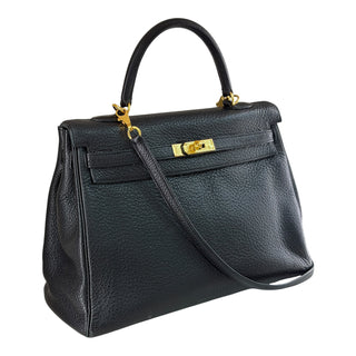 Hermès Kelly 35 Retourne Black Togo Leather Gold Hardware Shoulder Bag
