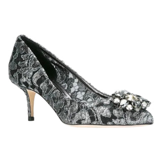Dolce & Gabbana Black Lace Crystal Embellished Pumps