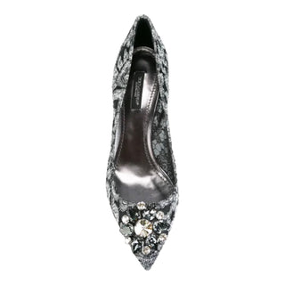 Dolce & Gabbana Black Lace Crystal Embellished Pumps