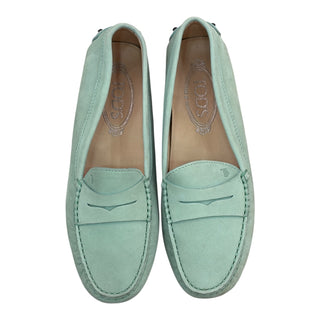 Tod’s Mint Green Suede Penny Loafers