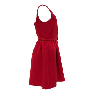 Christian Dior Red Wool & Silk Sleeveless A-Line Mini Dress with Belt