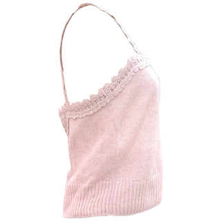 Chanel Pink Alpaca Blend Lace Knit Camisole Top