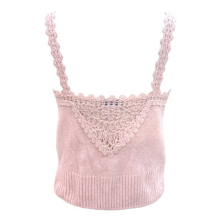 Chanel Pink Alpaca Blend Lace Knit Camisole Top
