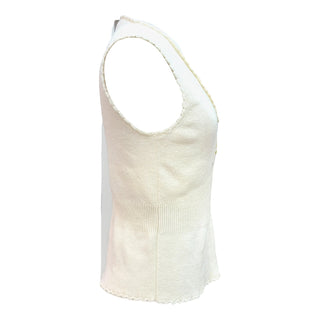 Chanel Ivory Wool Knit Logo Patch Tank Top