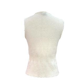 Chanel Ivory Wool Knit Logo Patch Tank Top