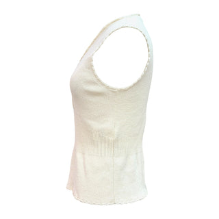 Chanel Ivory Wool Knit Logo Patch Tank Top