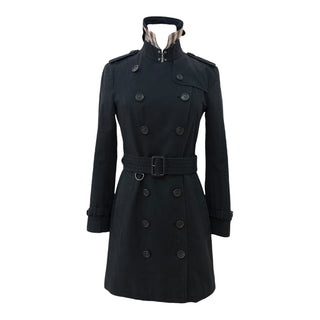 Burberry Black Sandringham Long Cotton Gabardine Trench Coat
