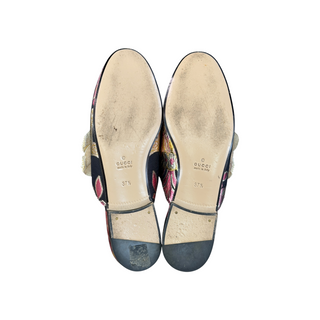 Gucci Black Multicolour Floral Brocade Pearl Bow Princetown Mules EU 37.5