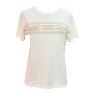 Christian Dior Logo Band White Cotton Blend T-Shirt