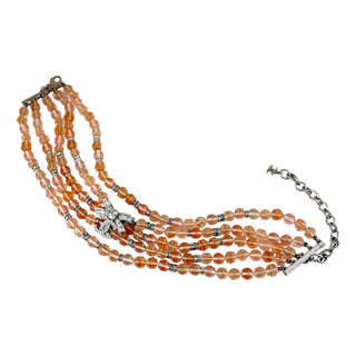 Chanel Crystal CC Multi-Strand Peach Beaded Necklace