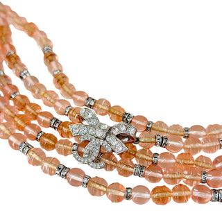 Chanel Crystal CC Multi-Strand Peach Beaded Necklace