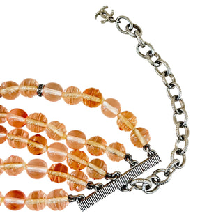Chanel Crystal CC Multi-Strand Peach Beaded Necklace