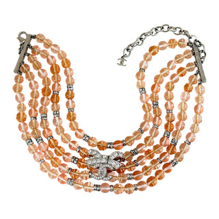 Chanel Crystal CC Multi-Strand Peach Beaded Necklace