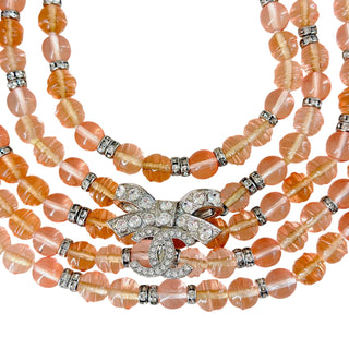 Chanel Crystal CC Multi-Strand Peach Beaded Necklace