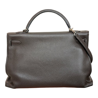 Hermès Kelly 40 Ebene Fjord In Clemence Leather With Gold Hardware