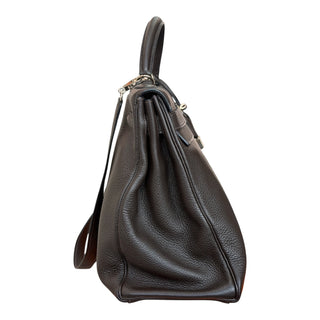 Hermès Kelly 40 Ebene Fjord In Clemence Leather With Gold Hardware