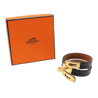 Hermès Kelly Double Tour Bracelet Black Box Calfskin Gold Hardware T1 (XS)