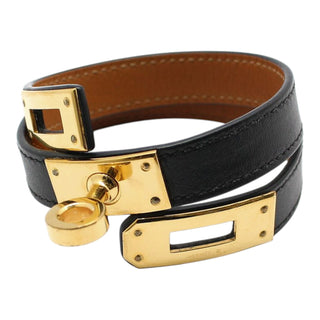 Hermès Kelly Double Tour Bracelet Black Box Calfskin Gold Hardware T1 (XS)