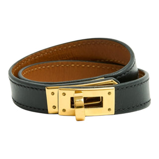 Hermès Kelly Double Tour Bracelet Black Box Calfskin Gold Hardware T1 (XS)