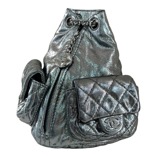 Chanel Metallic Quilted Leather Backpack – Gunmetal