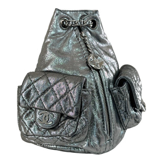 Chanel Metallic Quilted Leather Backpack – Gunmetal