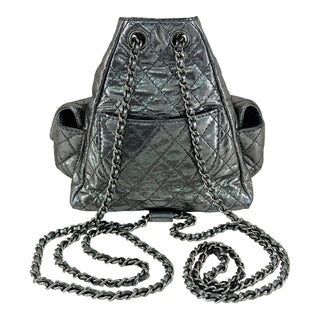 Chanel Metallic Quilted Leather Backpack – Gunmetal