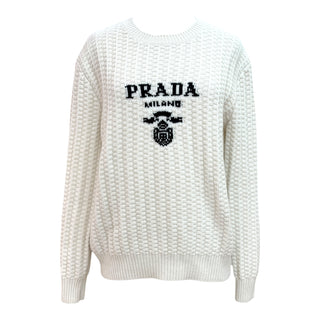 Prada Milano Logo Wool Blend Knit Sweater – Ivory