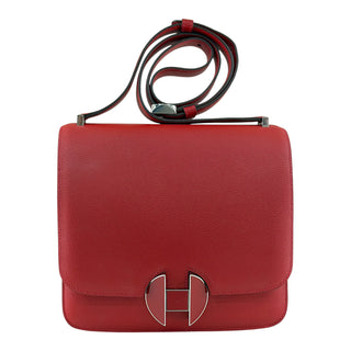 Hermès  Evercolor 20 Shoulder Bag Rouge Red Palladium Hardware