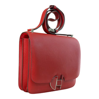 Hermès  Evercolor 20 Shoulder Bag Rouge Red Palladium Hardware