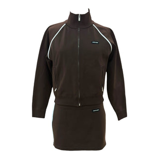 Miu Miu Brown Technical Zip-Up Jacket & Mini Skirt Co-Ord Set