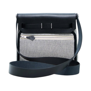 Hermès Ecru/Noir Herbag Zip Mini 20 Military Toile & Vache Hunter Crossbody Bag