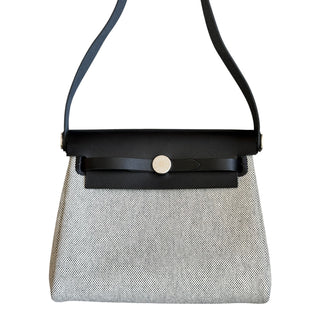 Hermès Ecru/Noir Herbag Zip Mini 20 Military Toile & Vache Hunter Crossbody Bag