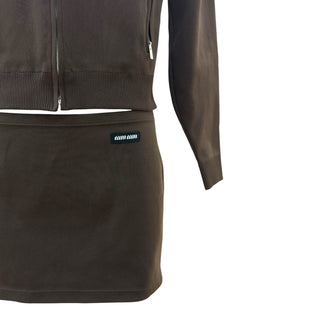 Miu Miu Brown Technical Zip-Up Jacket & Mini Skirt Co-Ord Set