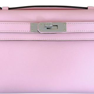 Hermès Kelly Cut Clutch Rose Sakura Swift Palladium Hardware