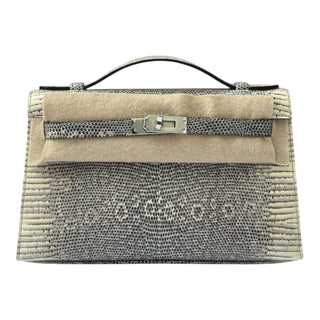 Hermès Kelly Pochette 22 Ombre Lizard Palladium Hardware