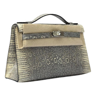Hermès Kelly Pochette 22 Ombre Lizard Palladium Hardware