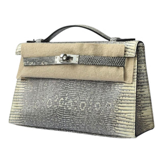 Hermès Kelly Pochette 22 Ombre Lizard Palladium Hardware