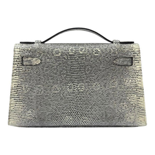 Hermès Kelly Pochette 22 Ombre Lizard Palladium Hardware