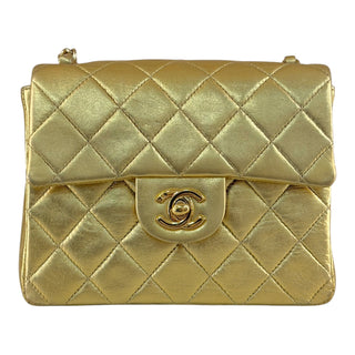 Chanel Mini Classic Flap Bag Metallic Gold Lambskin Gold Hardware