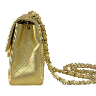 Chanel Mini Classic Flap Bag Metallic Gold Lambskin Gold Hardware