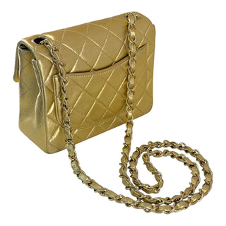 Chanel Mini Classic Flap Bag Metallic Gold Lambskin Gold Hardware