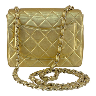 Chanel Mini Classic Flap Bag Metallic Gold Lambskin Gold Hardware