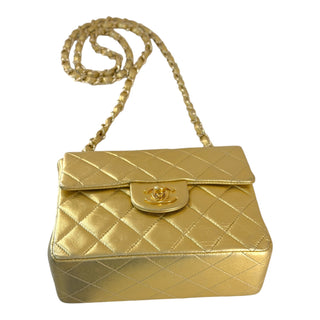 Chanel Mini Classic Flap Bag Metallic Gold Lambskin Gold Hardware