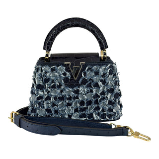 Louis Vuitton Capucines Mini Blue Denim Tweed Crocodile Handle