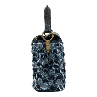 Louis Vuitton Capucines Mini Blue Denim Tweed Crocodile Handle