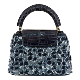 Louis Vuitton Capucines Mini Blue Denim Tweed Crocodile Handle