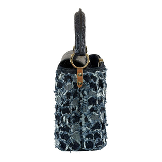 Louis Vuitton Capucines Mini Blue Denim Tweed Crocodile Handle