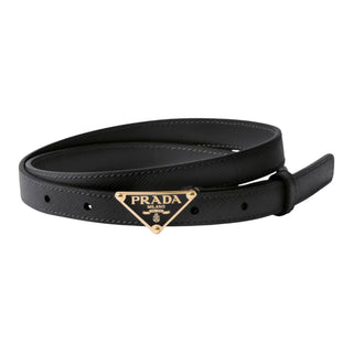 Prada Saffiano Leather Triangle Logo Belt