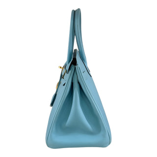 Hermès Birkin 30 Bleu Atoll Epsom Leather Bag with Gold Hardware