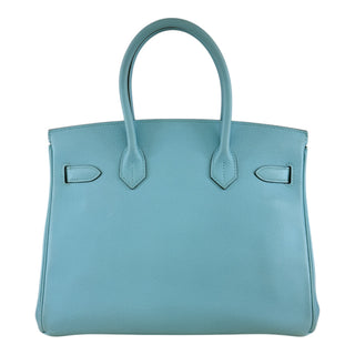 Hermès Birkin 30 Bleu Atoll Epsom Leather Bag with Gold Hardware